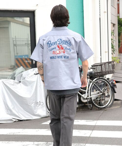 BEN DAVIS(ベンデイビス)の「【BEN DAVIS(ベンデイビス)】RACER S/S WORK SHIRT / 半袖 シャツ ワーク レギュラーカラー ボックスシルエット(シャツ/ブラウス・メンズ・ダークグリーン/ブラック/ライトグレー・MEDIUM/LARGE/X-LARGE)」の7枚目の写真