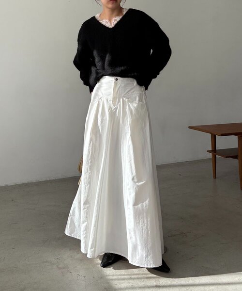 CAPRICIEUX LE'MAGE（カプリシューレマージュ）の「レーストリミングニット（ニット/セーター・レディース・グレー/オフホワイト/ブラック・FREE）」の15枚目の写真