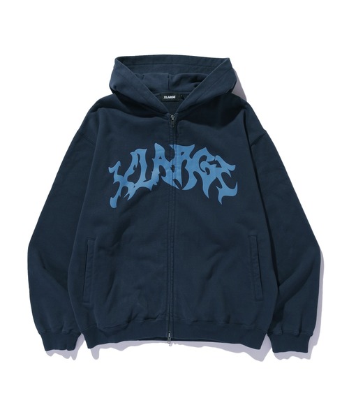 DISTORTED LOGO ZIP UP HOODED SWEATSHIRT（パーカー）｜XLARGE