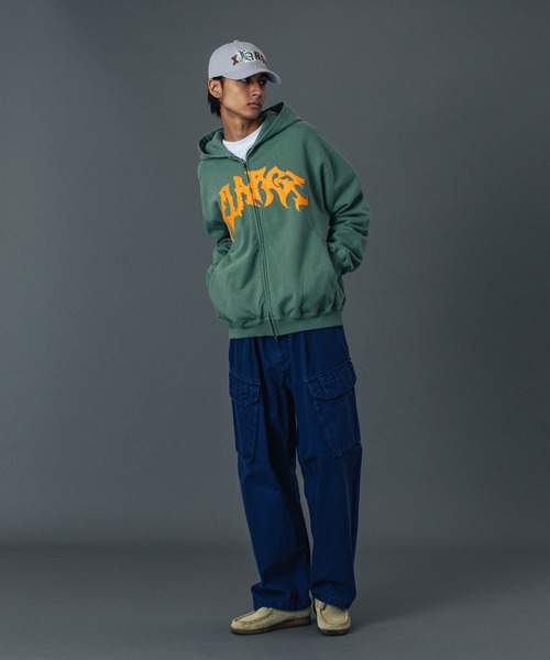 DISTORTED LOGO ZIP UP HOODED SWEATSHIRT（パーカー）｜XLARGE