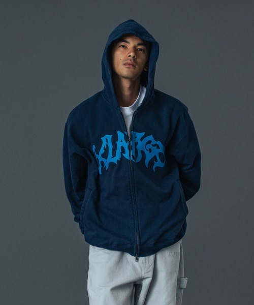 DISTORTED LOGO ZIP UP HOODED SWEATSHIRT（パーカー）｜XLARGE