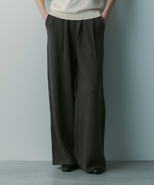SERENO(セレーノ)の「ワイドニット タックパンツ(その他パンツ・レディース・ホワイト/ライトグレー/グレー/ネイビー・ONESIZE)」の3枚目の写真