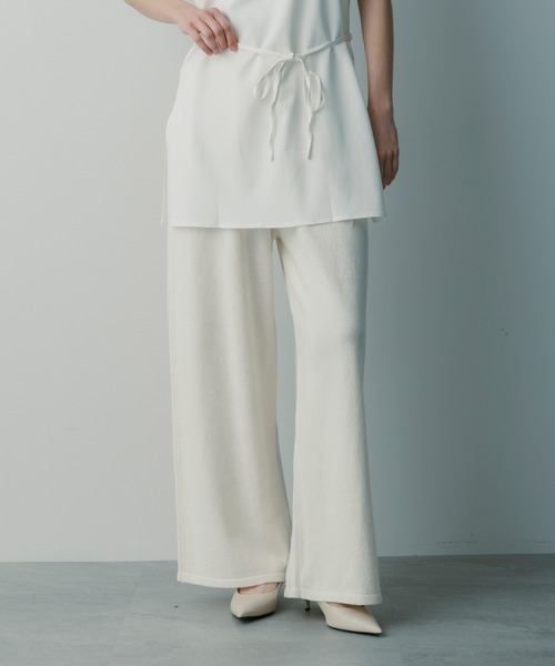 SERENO(セレーノ)の「ワイドニット タックパンツ(その他パンツ・レディース・ホワイト/ライトグレー/グレー/ネイビー・ONESIZE)」の2枚目の写真