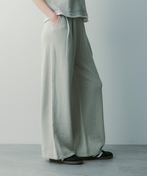 SERENO(セレーノ)の「ワイドニット タックパンツ(その他パンツ・レディース・ホワイト/ライトグレー/グレー/ネイビー・ONESIZE)」の5枚目の写真