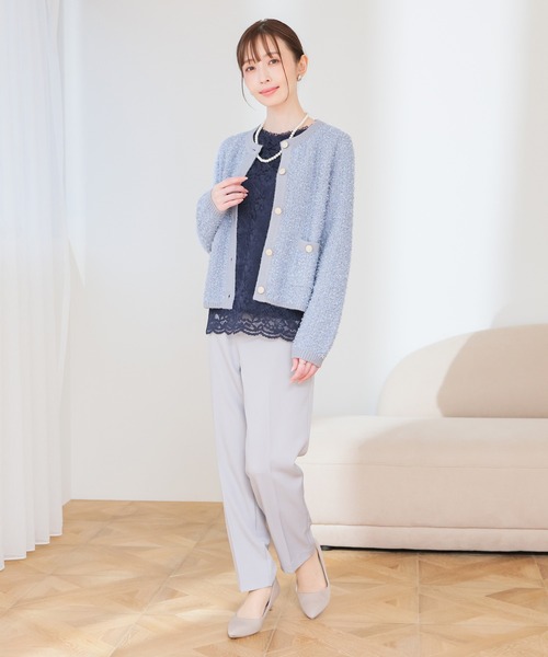 GLACIER lusso(グラシアルッソ)の「8分袖レーストップス(Tシャツ/カットソー・レディース・アイボリー/ネイビー/ライトグレー・L/LL/M/S)」の9枚目の写真