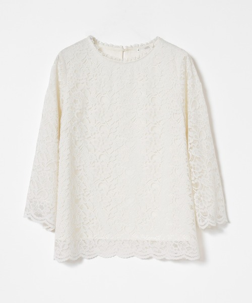 GLACIER lusso(グラシアルッソ)の「8分袖レーストップス(Tシャツ/カットソー・レディース・アイボリー/ネイビー/ライトグレー・L/LL/M/S)」の17枚目の写真