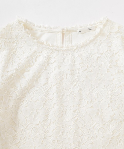 GLACIER lusso(グラシアルッソ)の「8分袖レーストップス(Tシャツ/カットソー・レディース・アイボリー/ネイビー/ライトグレー・L/LL/M/S)」の18枚目の写真