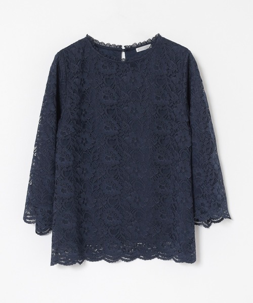 GLACIER lusso(グラシアルッソ)の「8分袖レーストップス(Tシャツ/カットソー・レディース・アイボリー/ネイビー/ライトグレー・L/LL/M/S)」の19枚目の写真