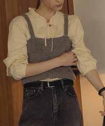 Back ribbon pointed bustier_Gray