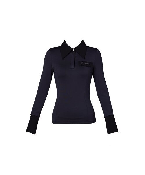 J.JANE(ジェイジェーン)の「ビッグカラークラシックTシャツ (ブラック)(ポロシャツ・レディース・ブラック・M/S)」の2枚目の写真