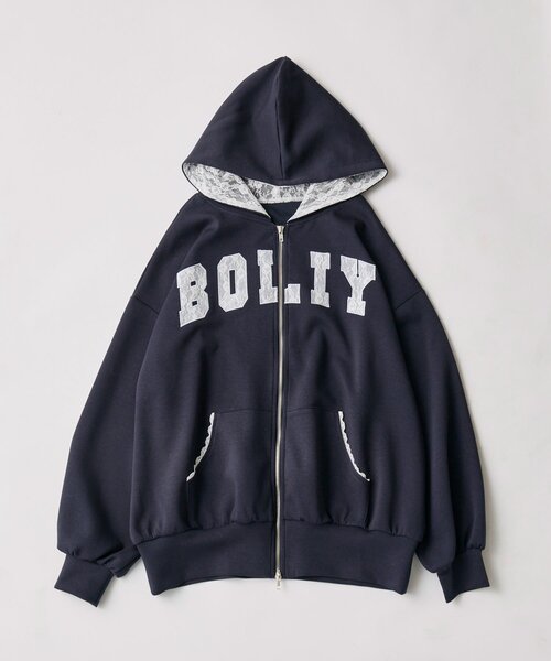 OLIVE des OLIVE（オリーブデオリーブ）の「パッチワークロゴZIPパーカー（パーカー・レディース・ネイビー/ピンク/トップグレー/オフホワイト・FREE）」の9枚目の写真