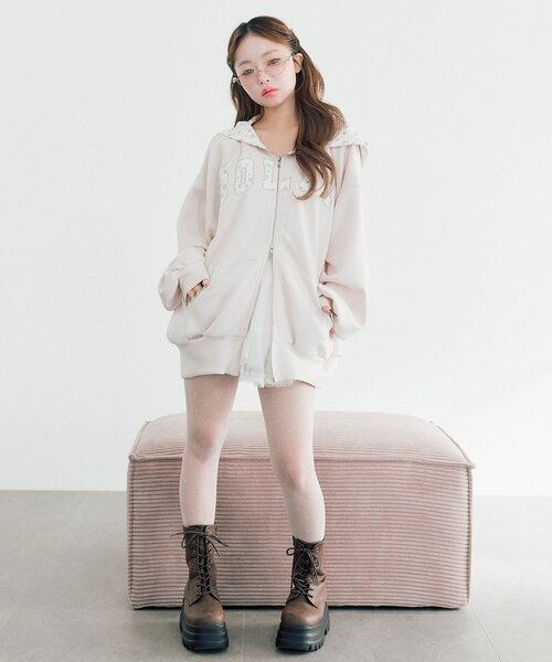 OLIVE des OLIVE（オリーブデオリーブ）の「パッチワークロゴZIPパーカー（パーカー・レディース・ネイビー/ピンク/トップグレー/オフホワイト・FREE）」の17枚目の写真