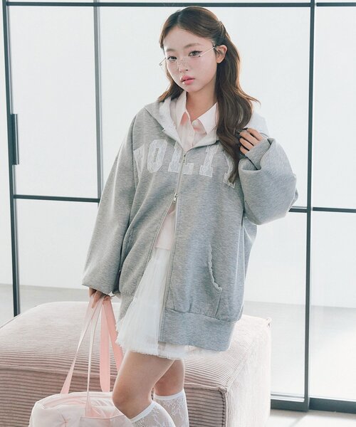 OLIVE des OLIVE（オリーブデオリーブ）の「パッチワークロゴZIPパーカー（パーカー・レディース・ネイビー/ピンク/トップグレー/オフホワイト・FREE）」の22枚目の写真