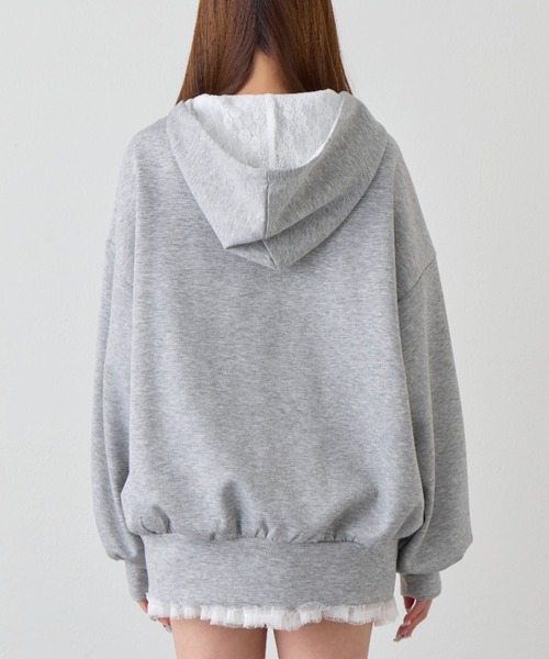 OLIVE des OLIVE（オリーブデオリーブ）の「パッチワークロゴZIPパーカー（パーカー・レディース・ネイビー/ピンク/トップグレー/オフホワイト・FREE）」の7枚目の写真