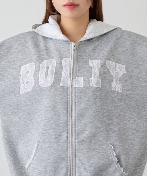 OLIVE des OLIVE（オリーブデオリーブ）の「パッチワークロゴZIPパーカー（パーカー・レディース・ネイビー/ピンク/トップグレー/オフホワイト・FREE）」の9枚目の写真