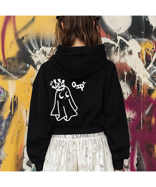 ONEHUNDREDPERCENT FOR WOMAN(ワンハンドレッドパーセントフォーウーマン)の「OHPxAIDAEVE bクラウンゴースト レディース クロップ起毛フード(パーカー・レディース・その他・FREE)」の1枚目の写真