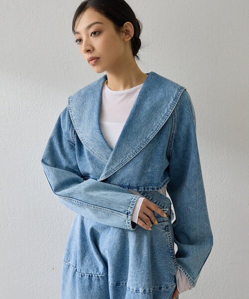 Whim Gazette（ウィムガゼット）の「バックリボンデニムジャケット（デニムジャケット・レディース・ブルー・FREE）」の8枚目の写真