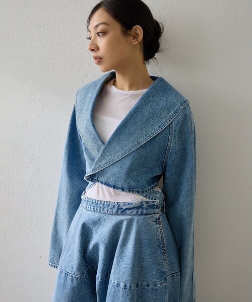 Whim Gazette（ウィムガゼット）の「バックリボンデニムジャケット（デニムジャケット・レディース・ブルー・FREE）」の9枚目の写真