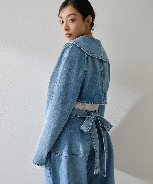 Whim Gazette（ウィムガゼット）の「バックリボンデニムジャケット（デニムジャケット・レディース・ブルー・FREE）」の10枚目の写真
