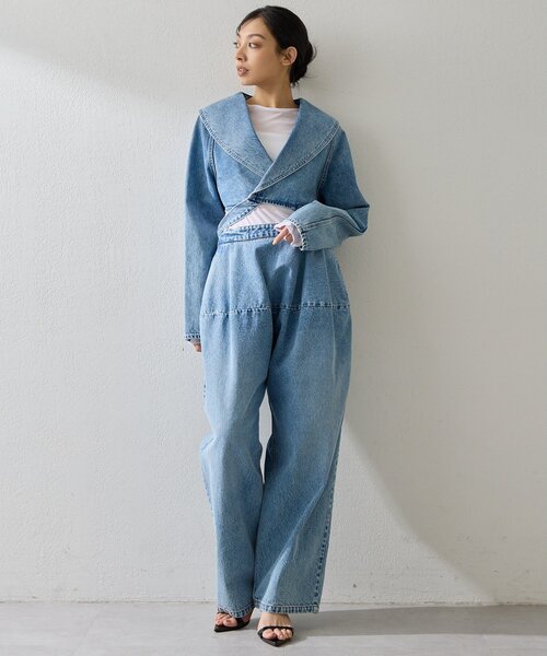 Whim Gazette（ウィムガゼット）の「バックリボンデニムジャケット（デニムジャケット・レディース・ブルー・FREE）」の14枚目の写真