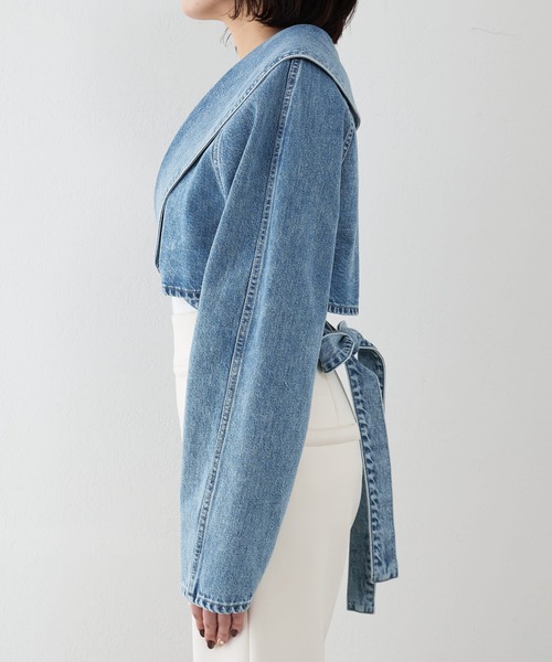 Whim Gazette（ウィムガゼット）の「バックリボンデニムジャケット（デニムジャケット・レディース・ブルー・FREE）」の16枚目の写真