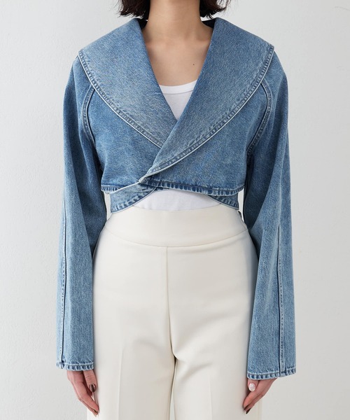 Whim Gazette（ウィムガゼット）の「バックリボンデニムジャケット（デニムジャケット・レディース・ブルー・FREE）」の15枚目の写真