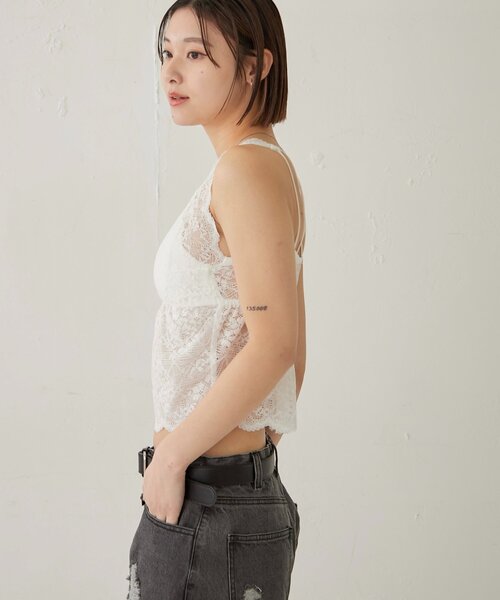 WHO'S WHO gallery(フーズフーギャラリー)の「SCALLOP LACE CAMI(キャミソール・レディース・オフホワイト/ブラック・FREE)」の4枚目の写真