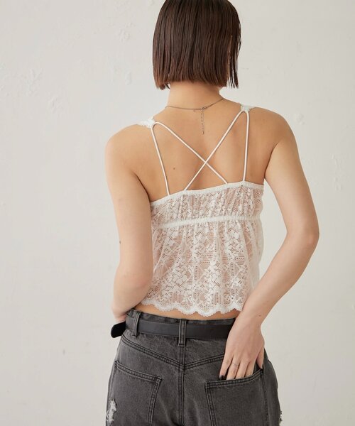 WHO'S WHO gallery(フーズフーギャラリー)の「SCALLOP LACE CAMI(キャミソール・レディース・オフホワイト/ブラック・FREE)」の5枚目の写真