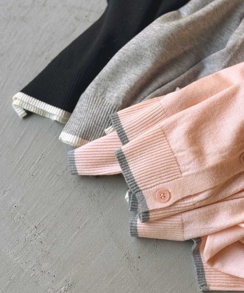 ELFRANK（エルフランク）の「ワンポイント ハート刺繍 ニットカーディガン オフィス 薄手 長袖（カーディガン/ボレロ・レディース・ピンク/ブラック/グレー・M/L）」の12枚目の写真