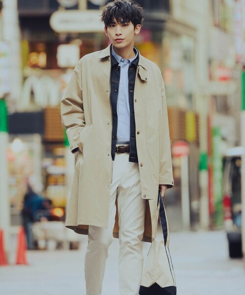 COMME CA ISM（コムサイズム）の「コットンナイロンストレッチ ステンカラーコート（ステンカラーコート・メンズ・ベージュ/ネイビー・LARGE/MEDIUM）」の13枚目の写真