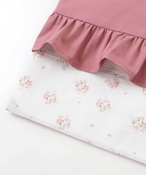 BeBe（ベベ）の「花柄切り替えフリルシューズバッグ（シューズ小物/雑貨・キッズ・ピンク/ブルー・FREE）」の4枚目の写真