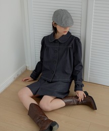 UNE MANSION（ユヌマンション）の「【2026SS新作アイテム】【UNE ORIGINAL】ラブリーラウンドカラーシャーリングショルダーパフショートトレンチコート（トレンチコート）」