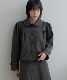 UNE MANSION | 【2026SS新作アイテム】【UNE ORIGINAL】ラブリーラウンドカラーシャーリングショルダーパフショートトレンチコート(トレンチコート)