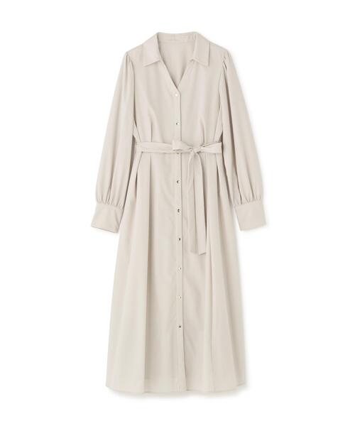 NATURAL BEAUTY BASIC（ナチュラルビューティーベーシック）の「◇リボンベルテッドシャツワンピース（シャツワンピース・レディース・ベージュ/ネイビー/ライトグリーン・MEDIUM/P/S）」の4枚目の写真