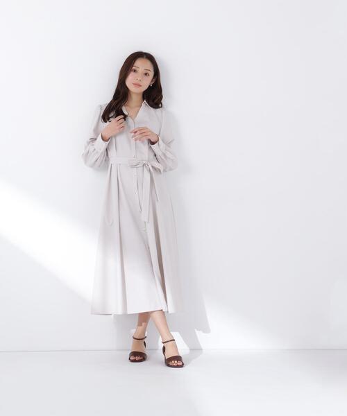 NATURAL BEAUTY BASIC（ナチュラルビューティーベーシック）の「◇リボンベルテッドシャツワンピース（シャツワンピース・レディース・ベージュ/ネイビー/ライトグリーン・MEDIUM/P/S）」の5枚目の写真