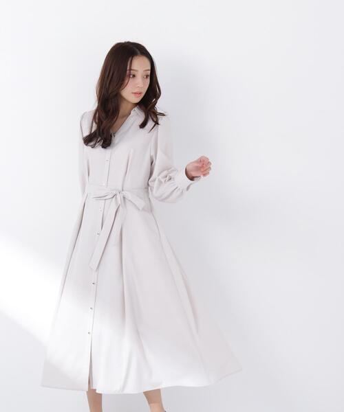 NATURAL BEAUTY BASIC（ナチュラルビューティーベーシック）の「◇リボンベルテッドシャツワンピース（シャツワンピース・レディース・ベージュ/ネイビー/ライトグリーン・MEDIUM/P/S）」の7枚目の写真