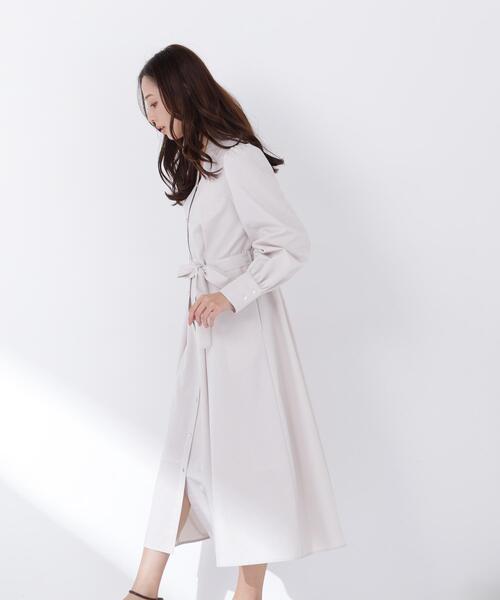 NATURAL BEAUTY BASIC（ナチュラルビューティーベーシック）の「◇リボンベルテッドシャツワンピース（シャツワンピース・レディース・ベージュ/ネイビー/ライトグリーン・MEDIUM/P/S）」の10枚目の写真