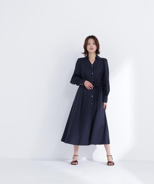NATURAL BEAUTY BASIC（ナチュラルビューティーベーシック）の「◇リボンベルテッドシャツワンピース（シャツワンピース・レディース・ベージュ/ネイビー/ライトグリーン・MEDIUM/P/S）」の14枚目の写真