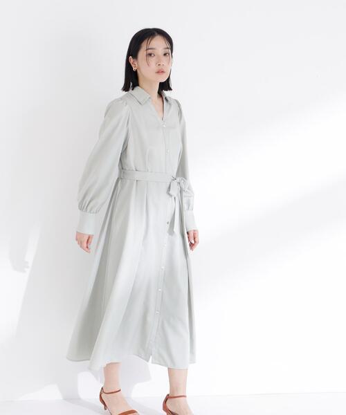 NATURAL BEAUTY BASIC（ナチュラルビューティーベーシック）の「◇リボンベルテッドシャツワンピース（シャツワンピース・レディース・ベージュ/ネイビー/ライトグリーン・MEDIUM/P/S）」の19枚目の写真