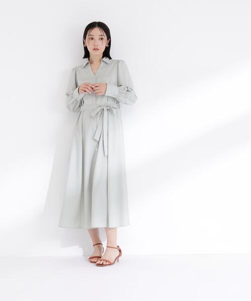 NATURAL BEAUTY BASIC（ナチュラルビューティーベーシック）の「◇リボンベルテッドシャツワンピース（シャツワンピース・レディース・ベージュ/ネイビー/ライトグリーン・MEDIUM/P/S）」の20枚目の写真