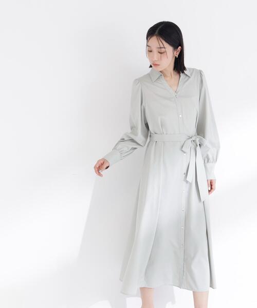 NATURAL BEAUTY BASIC（ナチュラルビューティーベーシック）の「◇リボンベルテッドシャツワンピース（シャツワンピース・レディース・ベージュ/ネイビー/ライトグリーン・MEDIUM/P/S）」の21枚目の写真