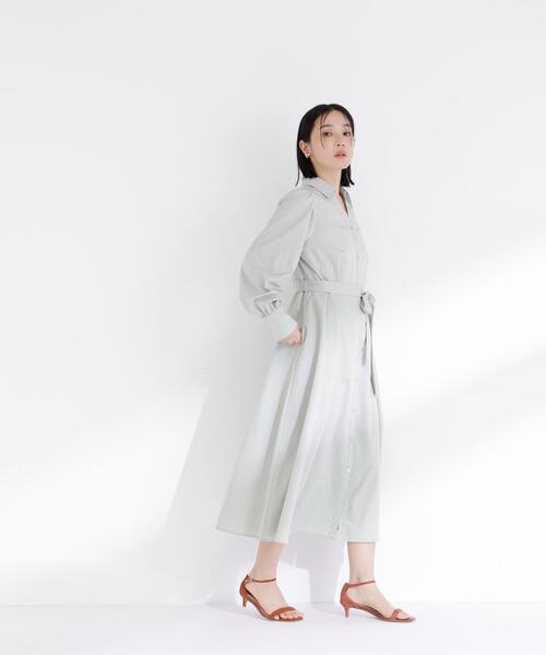 NATURAL BEAUTY BASIC（ナチュラルビューティーベーシック）の「◇リボンベルテッドシャツワンピース（シャツワンピース・レディース・ベージュ/ネイビー/ライトグリーン・MEDIUM/P/S）」の22枚目の写真