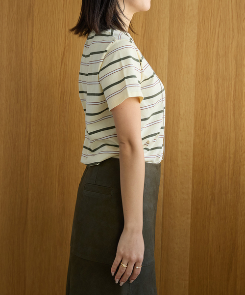 IENA LA BOUCLE(イエナラブークル)の「IENA LA BOUCLE マルチボーダー配色ニット(ニット/セーター・レディース・アイボリー/ブラウン・FREE)」の5枚目の写真