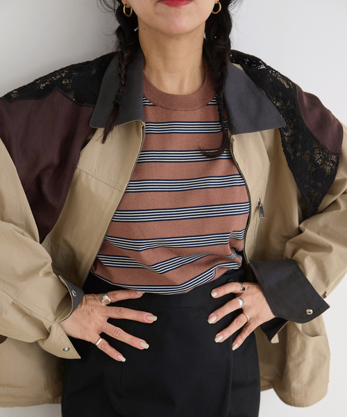 IENA LA BOUCLE(イエナラブークル)の「IENA LA BOUCLE マルチボーダー配色ニット(ニット/セーター・レディース・アイボリー/ブラウン・FREE)」の20枚目の写真