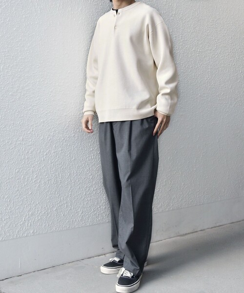 SHIPS any(シップス エニィ)の「SHIPS any:〈手洗い可能〉ミラノリブ コットンライク ヘンリーネック ニット◇(ニット/セーター・メンズ・ダークグレー/ナチュラル/グレー・X-LARGE/LARGE/MEDIUM)」の4枚目の写真