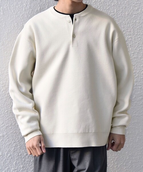 SHIPS any(シップス エニィ)の「SHIPS any:〈手洗い可能〉ミラノリブ コットンライク ヘンリーネック ニット◇(ニット/セーター・メンズ・ダークグレー/ナチュラル/グレー・X-LARGE/LARGE/MEDIUM)」の6枚目の写真