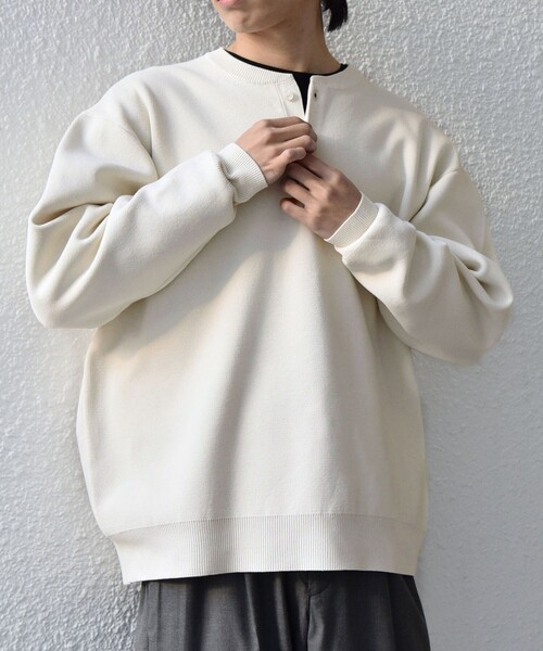 SHIPS any(シップス エニィ)の「SHIPS any:〈手洗い可能〉ミラノリブ コットンライク ヘンリーネック ニット◇(ニット/セーター・メンズ・ダークグレー/ナチュラル/グレー・X-LARGE/LARGE/MEDIUM)」の8枚目の写真