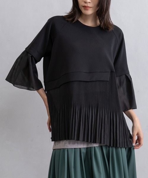 MARECHAL TERRE(マルシャルテル)の「プリーツフレアプルオーバー(Tシャツ/カットソー・レディース・ネイビー/ライトグレー/ブラック/オフホワイト・MEDIUM)」の3枚目の写真