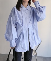 【新色/新素材追加】ウエストタックカラーシャツ/ストライプ