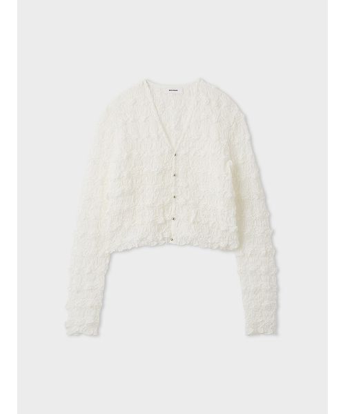 MIESROHE（ミースロエ）の「シャーリングVネックカーデ（ニット/セーター・レディース・イエロー/マルチ/ホワイト・F）」の7枚目の写真